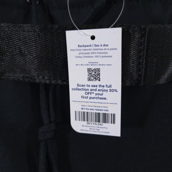Beyond Yoga Convertible Gym Bag Tote Backpack Black Lightweight Travel NWT - Picture 7 of 8